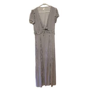 True Destiny Gray White Stripe Cut Out Midriff Back Bodycon Dress Size Large